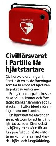 Civilförsvaret i Patrille får hjärtstartare Partille tidning 20130207